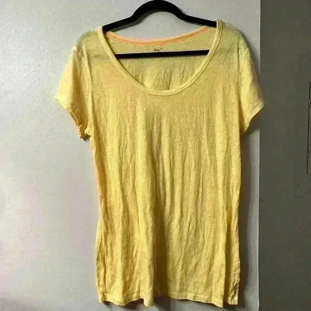 Gap womens yellow sheer basic tshirt size XL